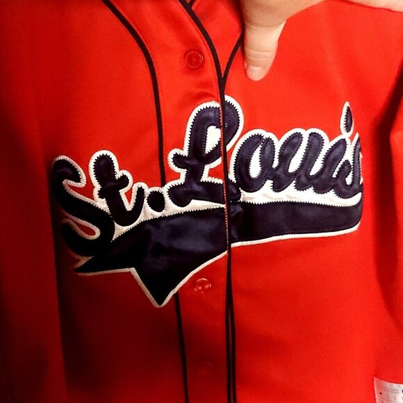 MLB St. Louis Cardinals Red Jersey Blue Sleeves Medium - Picture 3 of 9